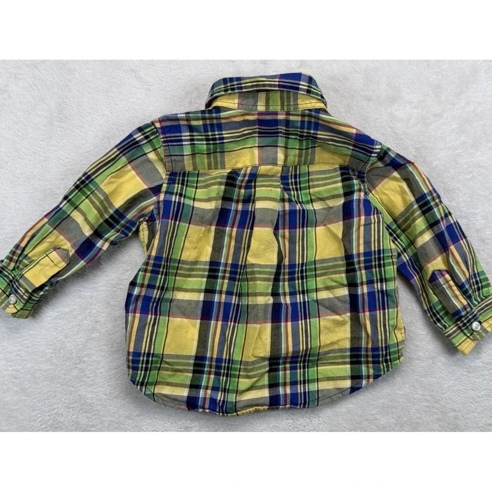 Ralph Lauren Baby Boys 9M Madras Plaid Button Down Shirt Pony Preppy
